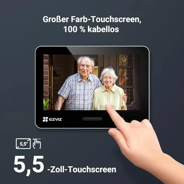 EZVIZ EP4, 4K WLAN Türspion mit 5,5-Zoll-Farbbildschirm, 155° Weitwinkel, 7,100mAh Akku, KI-Personenerkennung, PIR Sensor, Silber – Bild 3
