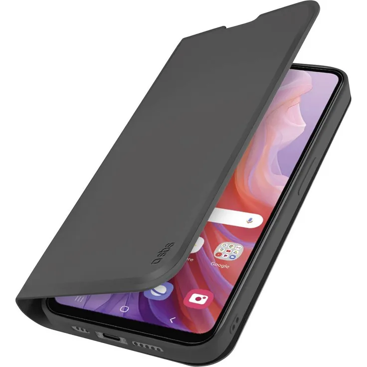 sbs mobile Flip Cover für Motorola Moto E14, Klapphülle mit Ständer und Soft-Touch-Oberfläche, schwarz