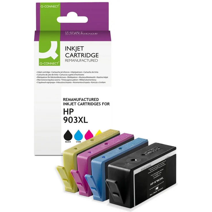 Q-Connect Tintenpatrone MultiPack Bk, C, M, Y, 4 Stück, ersetzt 903XL (KF13989)