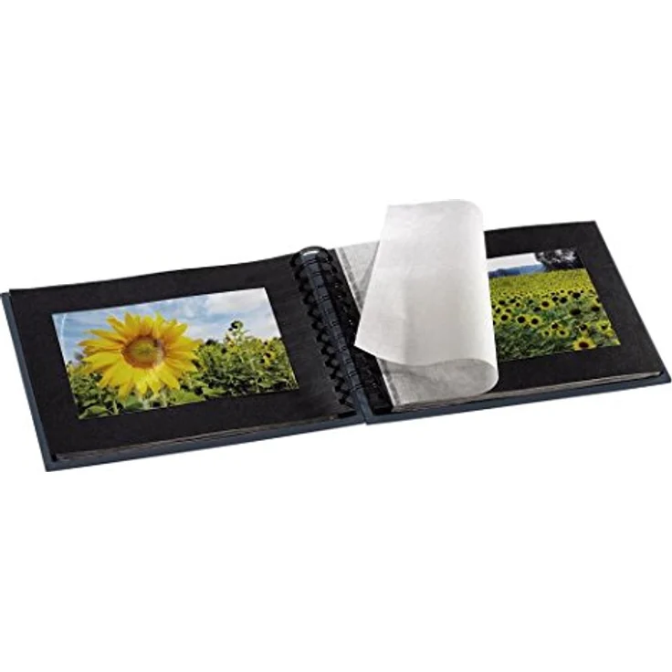 Hama Fotoalbum Spiralalbum, 50 schwarze Seiten, 25 Blatt, Größe 24 x 17 cm, mit Ausschnitt für Bildeinschub, Fotobuch blau – Bild 6