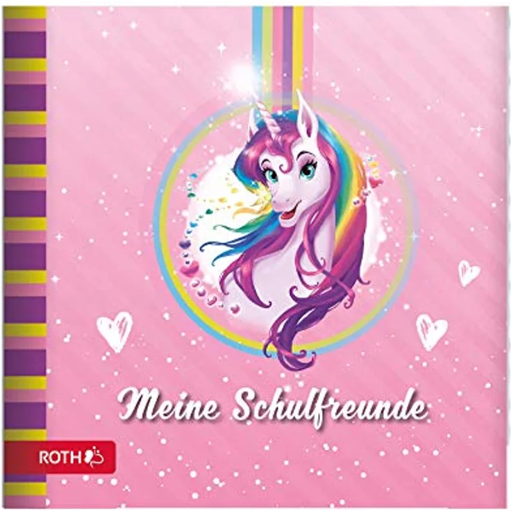 ROTH Freundebuch Einhornportrait - 64 Seiten 16,5 x 16,5 cm - Erinnerungsalbum Einhorn in Pink