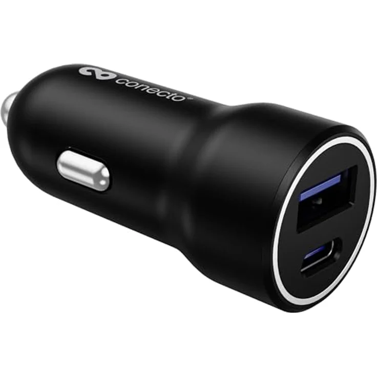 SatChef conecto USB-C KFZ Ladegerät, 12 V, 2 Port, 20W USB-C PD & 18W USB-A, GaN Schnellladegerät, automatische Ladestromerkennung, schwarz – Bild 1