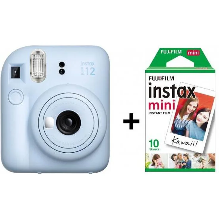 Fujifilm Instax Mini 12, Sofortbildkamera mit integriertem Blitz und Instax Mini Film, Blau