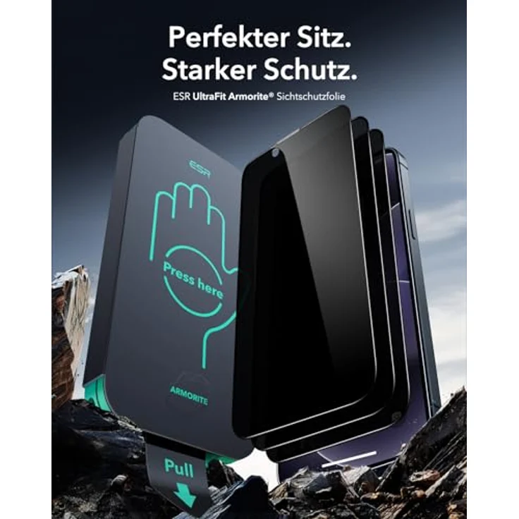 ESR AntiSpy Panzerglas für iPhone 17e/16e/14/13/13 Pro, HD klar, 3 Sekunden Schnellinstallation, Armorite gehärtetes Glas, hüllenfreundlich, 3 Stück – Bild 2