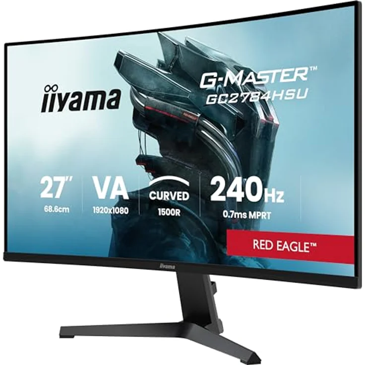 iiyama G-Master Red Eagle GC2784HSU-B1, 27“ Curved Gaming Monitor mit 240Hz, 0.7ms Reaktionszeit, Full-HD, HDMI, DP, USB2.0, HDR10, FreeSync Premium, schwarz – Bild 3
