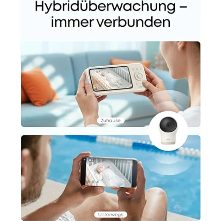 eufy Security Babyphone C10, 2K HD Überwachungskamera mit 4,5" Display, Schwenk-Neige-Funktion und Nachtsicht – Bild 3