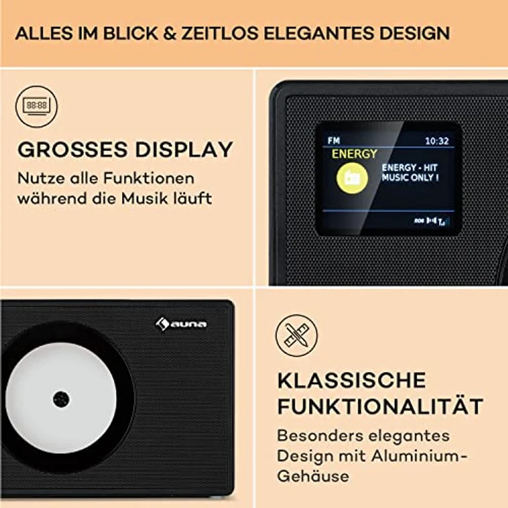 Auna Vertico Swing DAB, DAB+/FM Radio mit CD-Player, Bluetooth, LCD Display, Weckfunktion, Fernbedienung, wandmontierbar, Klein – Bild 6