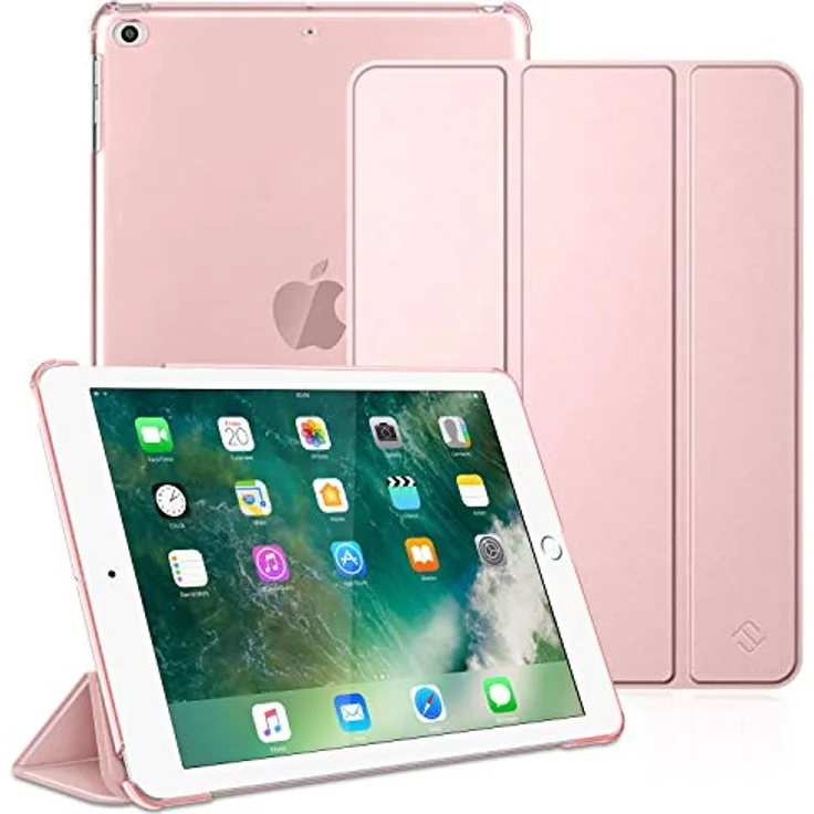 Fintie Hülle für iPad 9.7 Zoll 2018/2017 - Ultradünn Schutzhülle mit transparenter Rückseite Abdeckung Cover mit Auto Schlaf/Wach für 9.7" iPad 6. Generation / 5. Generation, Roségold
