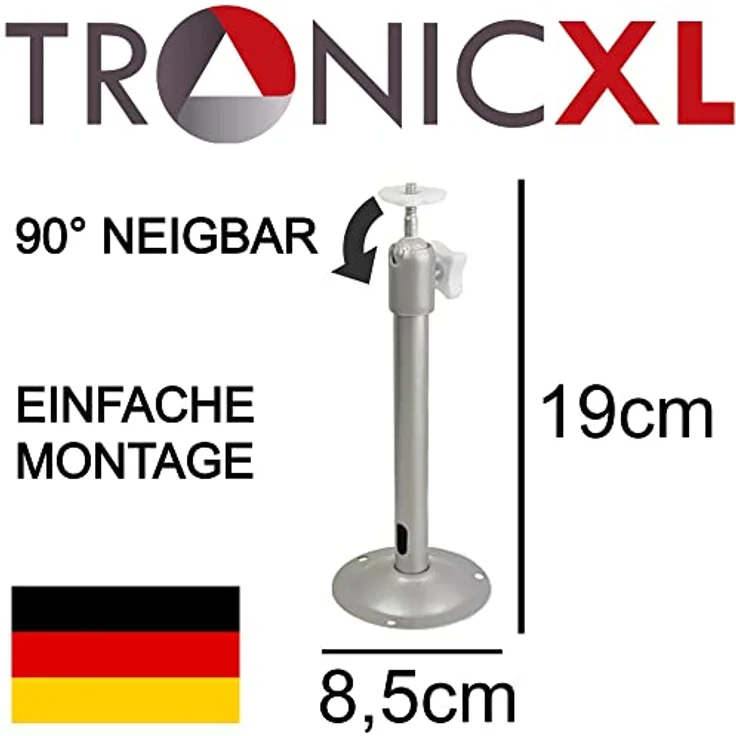 TronicXL BEAM1, Wand- und Deckenhalterung für Mini Beamer, silber, mit einstellbarem Panorama Schwenkkopf und Kabelmanagement – Bild 3