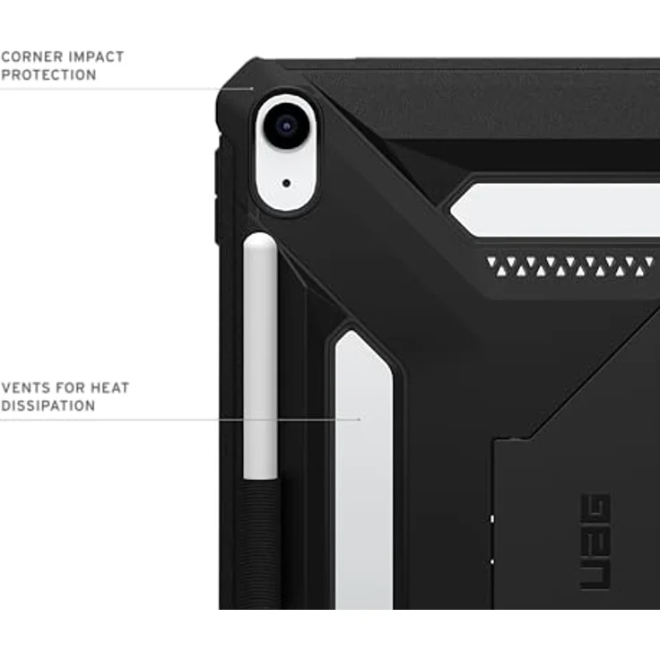 URBAN ARMOR GEAR Scout Plus Case für Apple iPad 10.9 / iPad 11 (10. Gen 2022 / A16-11. Gen 2025), schwarz, mit Apple Pencil Halterung und Standfunktion, militärischer Schutzstandard – Bild 4