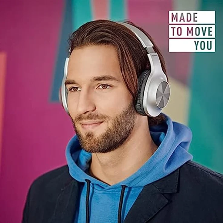 Panasonic RB-HX220BDES Kabellose Over-Ear-Kopfhörer - Ergonomische Passform, Extra Bass, 23 Stunden PlayBack, Faltbares Design, Silber – Bild 4