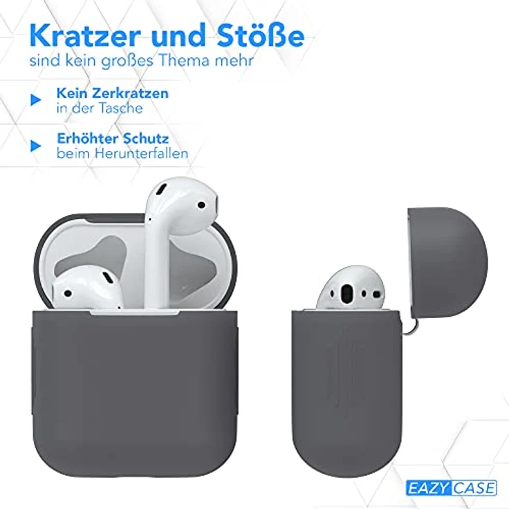 EAZY CASE - Schutzhülle für AirPods 1 & 2 Anthrazit Silikon Case Stoßfest mit Deckel Schutz Antikratz rutschfeste Silikonhülle für Airpod Pro 1./2. Generation – Bild 4