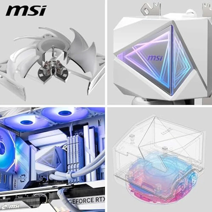 MSI MAG CORELIQUID I360 WHITE AIO CPU Wasserkühlung - Vergrößerte Kupferkühlplatte, ARGB & LDB Lüfter, Zweikammer-Wasserblock, Split-Flow Radiator, unterstützt Intel & AMD Sockel – Bild 4