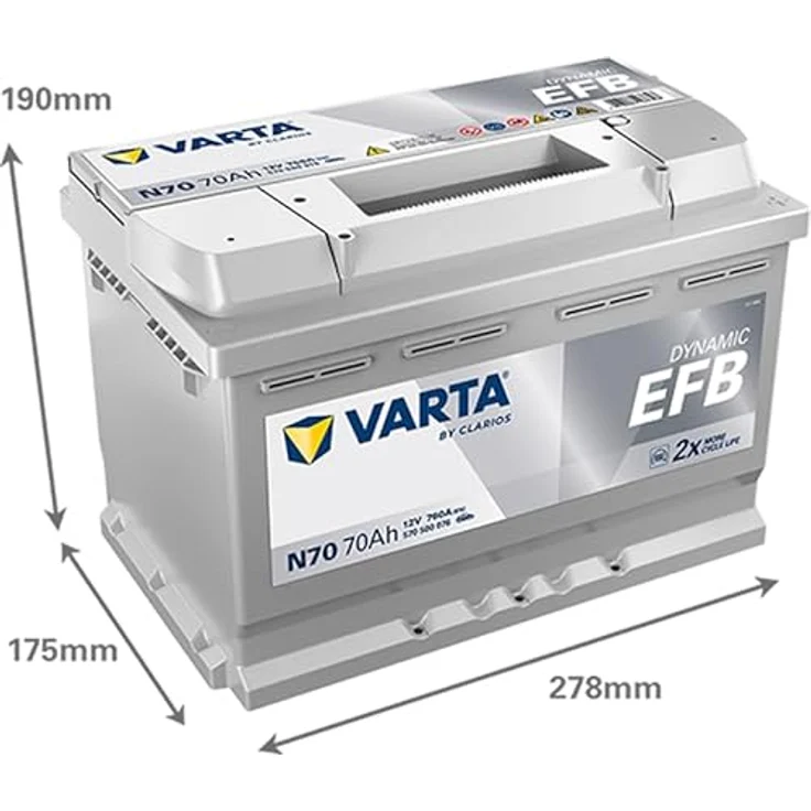 Varta N70 Blue Dynamic EFB, 12V Autobatterie mit 70Ah und 760A für Start-Stop-Fahrzeuge – Bild 3