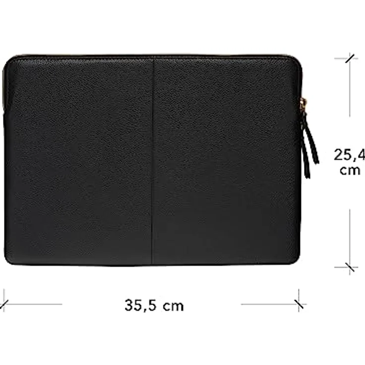 dbramante1928 Paris+ (14", Apple), elegante Notebooktasche aus nachhaltig genarbtem Leder, Schwarz, mit zusätzlicher Aussentasche – Bild 2