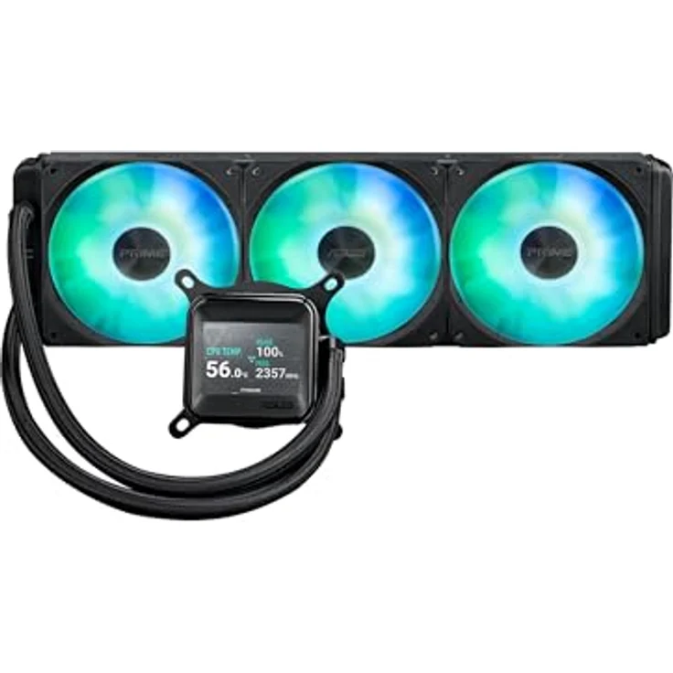 ASUS Prime LC ARGB LCD All-in-One-Flüssig-CPU-Wasserkühlung (2,3-Zoll-LCD-Bildschirm, Asetek-Pumpe, vorinstallierte Daisy-Chain-fähige ARGB Lüfter, für Intel LGA 1851, 1700, 1200, 115X, AMD AM5, AM4) - Wasserkühlung mit LCD-Bildschirm, Asetek-Pumpe und ARGB Lüftern, für Intel und AMD CPUs – Bild 1