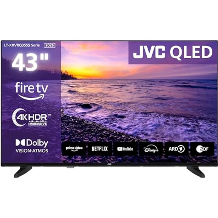JVC LT-43VRQ3555, 43 Zoll Fire TV 4K QLED Smart TV mit Dolby Vision HDR, Dolby Atmos, Alexa Sprachsteuerung und Triple Tuner – Bild 1