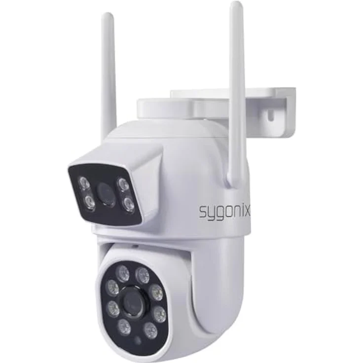 Sygonix Überwachungskamera SY-6271366 1920 x 2160 Pixel, mit zwei Linsen und Verfolgungsfunktion, Vollfarb- und Schwarzweiß-Nachtsicht – Bild 1
