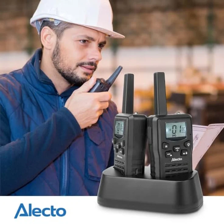 Alecto FR200BK, Set mit 2 wiederaufladbaren Walkie-Talkies, Reichweite bis zu 10 km, VOX-Freisprechfunktion, USB-C, Schwarz – Bild 9
