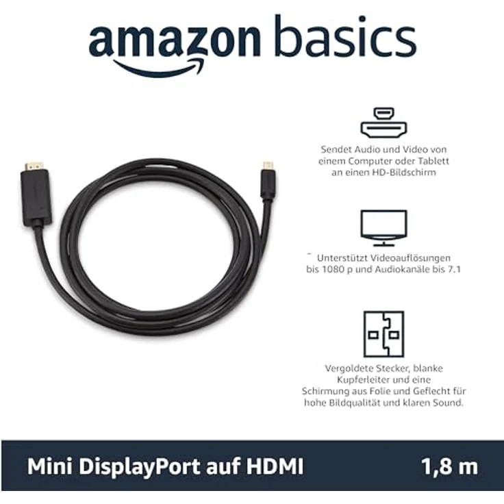 AmazonBasics Verbindungskabel, Mini-DisplayPort auf HDMI, 1,83 m - Preisvergleich – Bild 2