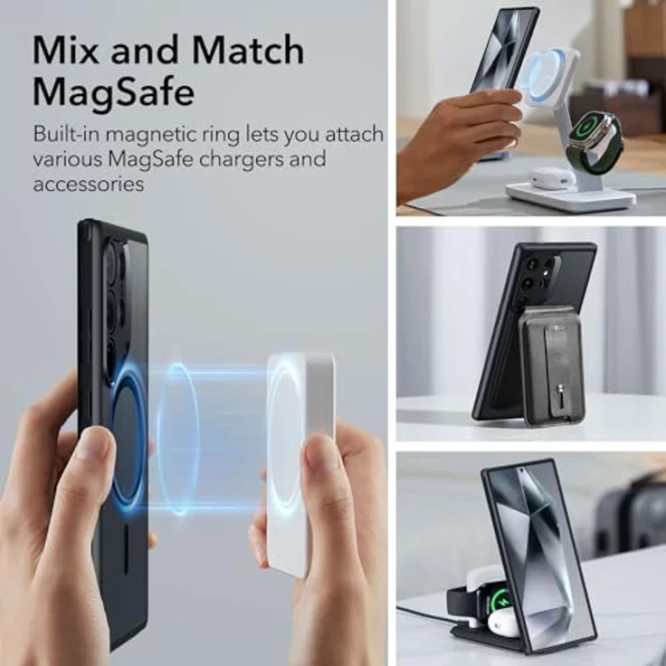 ESR Samsung S24 Ultra Hülle, magnetische Hülle mit MIL-STD-810H Militärschutz, vergilbungsbeständig, kompatibel mit MagSafe, Classic Serie, Mattschwarz – Bild 5