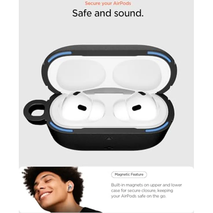 Spigen Vault Hülle Case für AirPods Pro 3. Generation (2025) - Matt Schwarz, rutschfester Griff, militärischer Schutz, kabelloses Laden – Bild 4