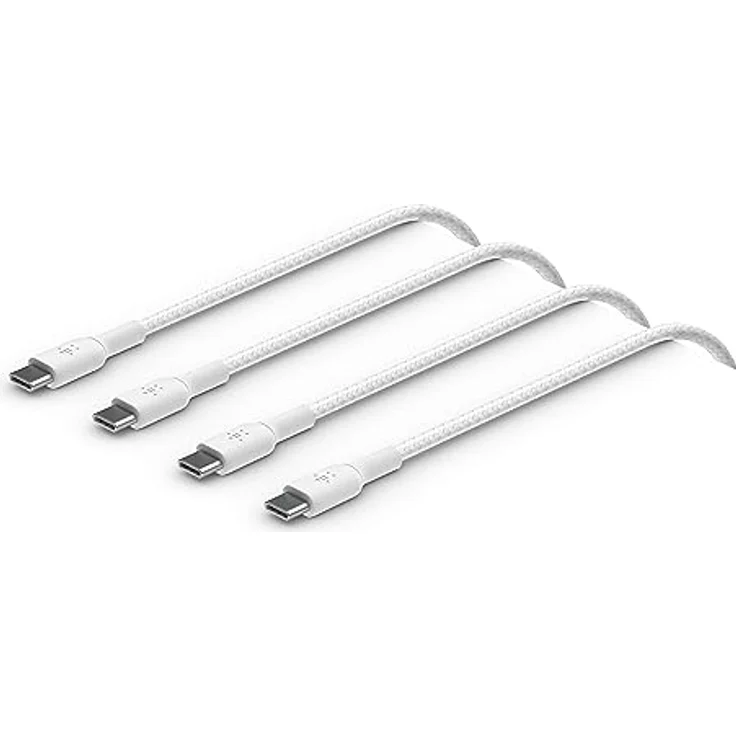 Belkin BoostCharge geflochtenes USB-C-/USB-C-Ladekabel, USB-C-Schnellladekabel für iPhone 15, Samsung Galaxy S23, S23 Ultra, Note, Google Pixel, iPad Pro, Mini, Nintendo Switch, 2 m, 2er-Pack - Weiß - Preisvergleich – Bild 1