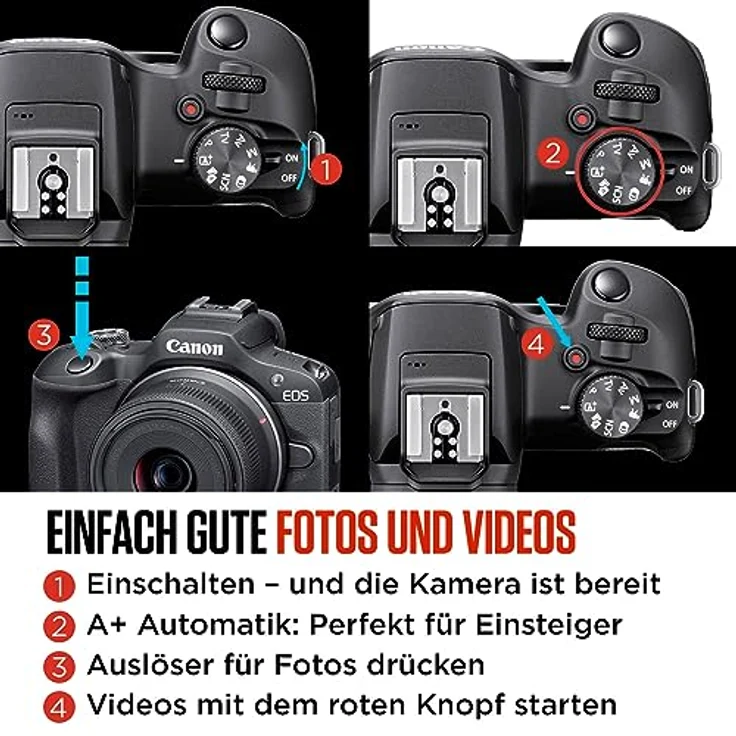 Canon EOS R100 Spiegellose Kamera + RF-S 18-45mm IS STM Objektiv (Kompaktkamera, 4k Videokamera, Digitalkamera mit Autofokus und Motiverkennung für Augen Tiere Fahrzeuge, Filter- und Kreativassistent) – Bild 3