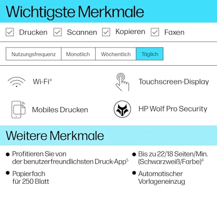 HP OfficeJet Pro 9120e Multifunktionsdrucker, 3 Monate gratis drucken mit HP Instant Ink inklusive, HP+, Drucker, Scanner, Kopierer, Fax, WLAN, LAN, Duplex, Airprint, Grau-Weiß – Bild 5