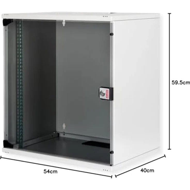 ROLINE 19-Zoll Wandgehäuse Basic 12 HE, 540x400 BxT Bausatz grau, mit Vollglastür und verstellbaren Profilschienen – Bild 3