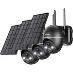 ieGeek Überwachungskamera 5MP Aussen Solar Akku, WLAN Kamera 360°/120° Pan, 30M Farbige Nachtsicht, Zwei-Wege-Audio, Alexa Kamera, Flexible Bereichserkennung & - Schwarz