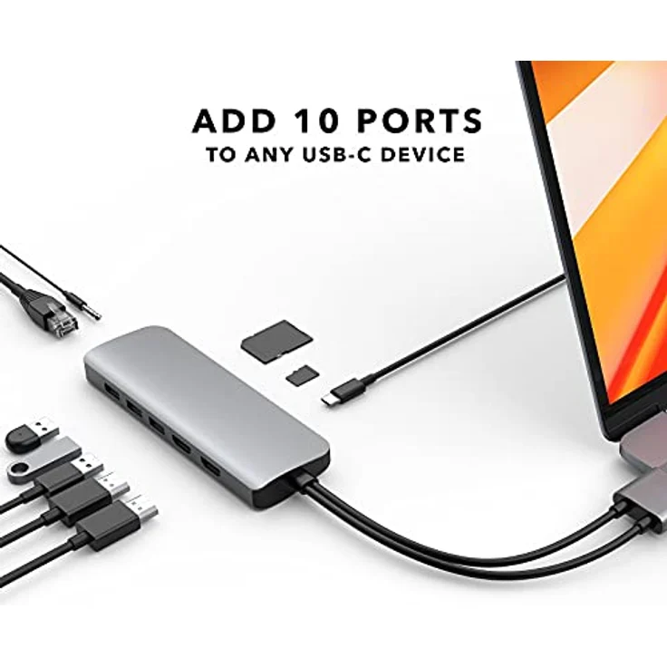 Hyper Laufwerk 10-in-2 USB C Dock, Dual Monitor HDMI 4K @ 60Hz, 60W USBC Power Delivery, Gigabit Ethernet, USB-C Hub Adapter für MacBook Pro mit M1 Pro/Max 2021, MacBook Pro – Bild 2