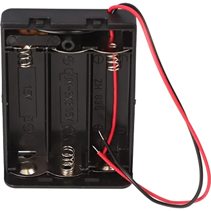 AccuCell Batteriehalter für 3x Mignon, wasserabweisend mit Deckel und Schalter, schwarz