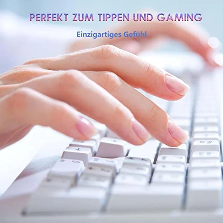 TECURS Gaming Tastatur, Mechanische Tastatur 60% TKL QWERTZ Blaue Schalter, Gamer Tastatur Kabelgebunden 61 Tasten für PC Windows/PS5/PS4, Weiß – Bild 2