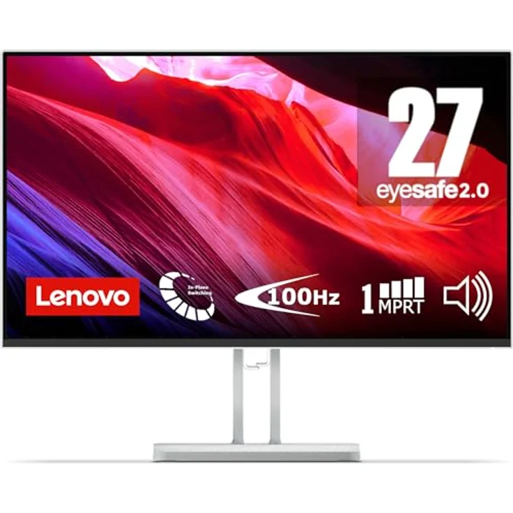 Lenovo L27i-4A 27" Full HD Monitor 1920x1080 100Hz 300 nits 1ms Reaktionszeit HDMI VGA integrierte Lautsprecher grau – Bild 1