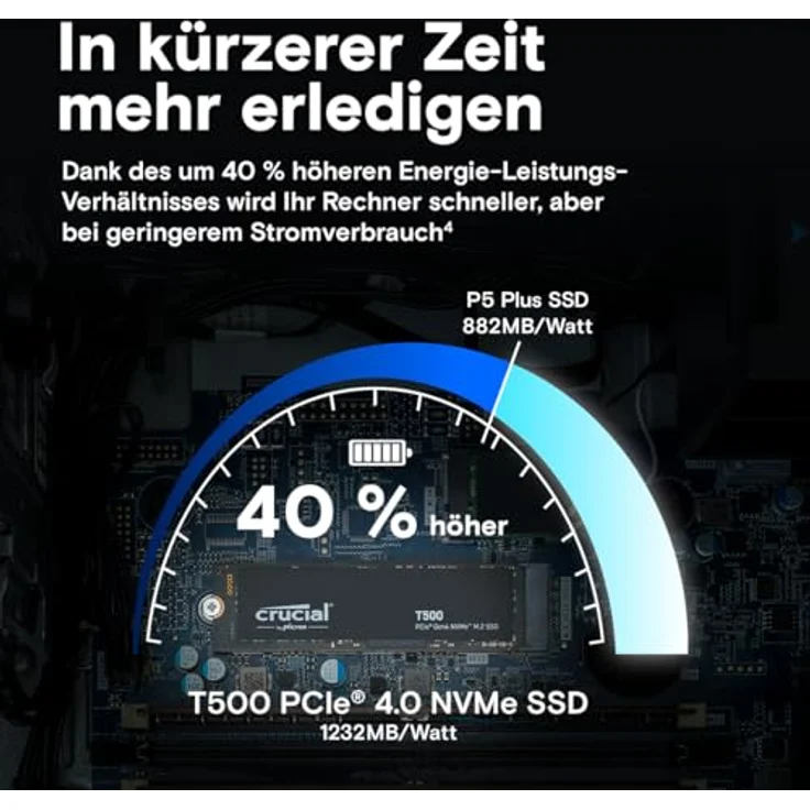 Crucial T500 500GB Gen4 NVMe M.2 Internal Gaming SSD, bis zu 7200MB/s, Laptop- und Desktop-kompatibel + 1 Monat Adobe CC All Apps - CT500T500SSD8 – Bild 5