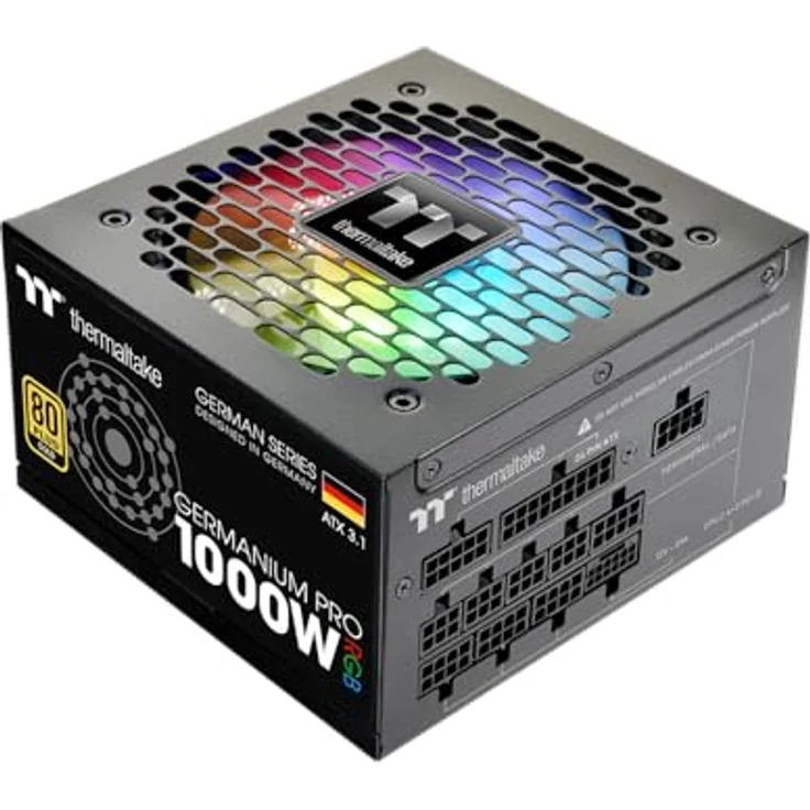 Thermaltake Germanium Pro 1000W Netzteil, RGB, ATX 3.1, 80Plus Gold, Vollmodular, 120mm Lüfter mit 256-Farb-Cycle – Bild 3