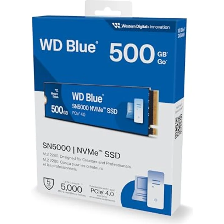 Western Digital WD Blue SN5000 NVMe SSD 500 GB interne SSD (Geschwindigkeiten von bis zu 5.000 MB/s/4.000 MB/s Lesen/Schreiben, 300 TBW, nCache 4.0, Acronis True Image) – Bild 4