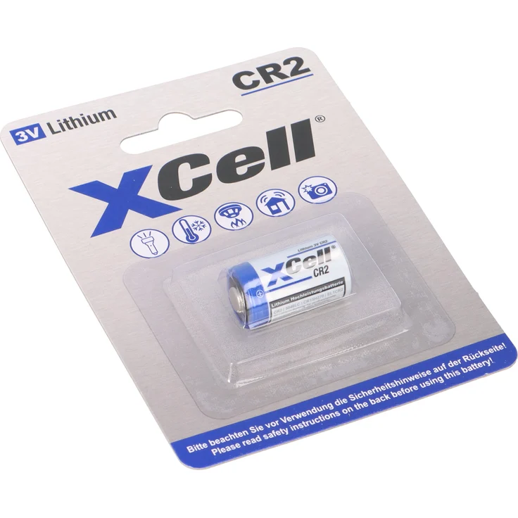 XCell CR2 Lithium-Batterie 3V – 900mAh Spezialzelle für Sicherheits- und Medizintechnik, hoher Innenwiderstand, bis zu 10 Jahre lagerfähig