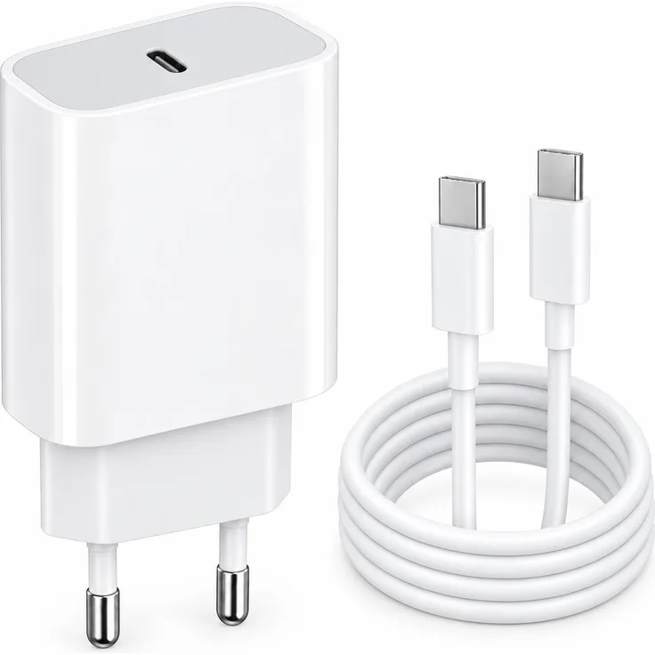 Ventarent 20W USB-C Ladeset, 2 m Ladekabel mit USB-C Anschluss, Weiß