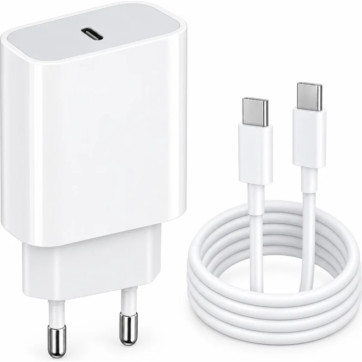 Ventarent 20W USB-C Ladeset, 2 m Ladekabel mit USB-C Anschluss, Weiß