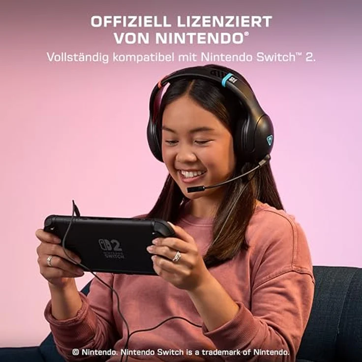 Turtle Beach Airlite Fit Wired Gaming Headset, Offiziell lizenziert für Nintendo Switch 2, 1 und OLED, 40-mm-Lautsprecher, Geräuschisolierende Ohrpolster, Anthrazitschwarz – Bild 2
