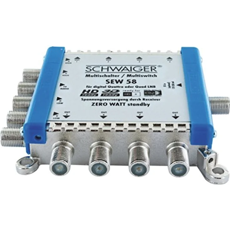 Schwaiger SEW58 531 Multischalter (bis zu 8 Teilnehmer, kein Netzanschluss nötig, DVB-T2 geeignet) Silber – Bild 3