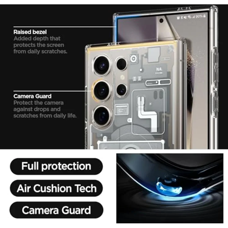 Spigen Ultra Hybrid Zero One Hülle Kompatibel mit Samsung Galaxy S24 Ultra -Zero One Weiß, PC Platte, TPU-Rahmen, Air Cushion Technologie – Bild 5