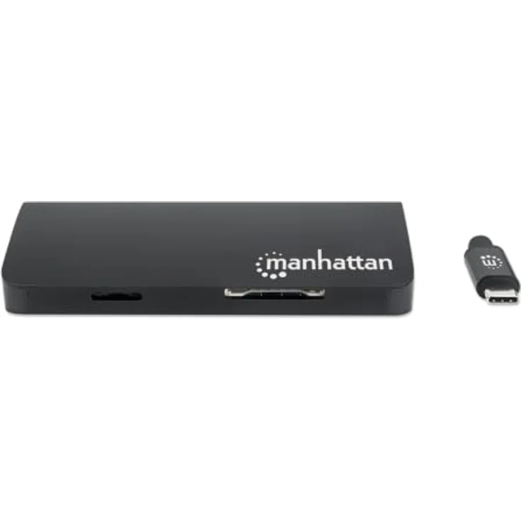Manhattan USB-C Hub mit Micro / SD Kartenleser - Multiport mit HDMI, USB-C, USB 3.0, Ethernet, 2 SD-Slots, Plug&Play, 4K@30Hz, in schwarz – Bild 2