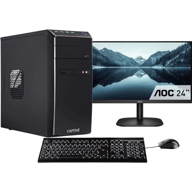 Captiva Business PC Bundle R75-515|R5 5600G|32GB DDR4|Radeon|1 TB|27"|Win11, Desktop-PC mit AMD Ryzen 5 5600G, 32GB DDR4, SSD 1TB und 27" AOC Monitor, schwarz