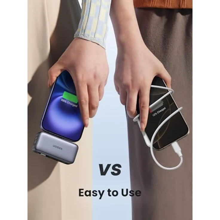 UGREEN Powerbank, 5000 mAh, USB-C-Anschluss, kompatibel mit iPhone 16 15 iPad Pro Galaxy Pixel, LED-Display, Halterung – Bild 4