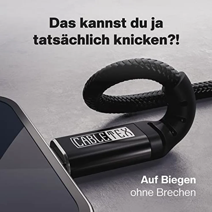 CABLETEX USB C zu Lightning Kabel, 2m MFi-zertifiziertes Ladekabel für iPhone und iPad, extrem haltbar, Nylonummantelung – Bild 5