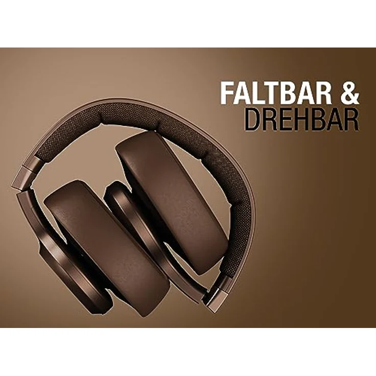 Fresh 'n Rebel Clam 2, Kabelloser Bluetooth-Kopfhörer Over-Ear, 80 Stunden Wiedergabezeit, mit Mikrofon, faltbar, Ambient-Sound-Modus, Schnellladefunktion, Audioeingang, Veganes Leder (Brave Bronze) – Bild 3