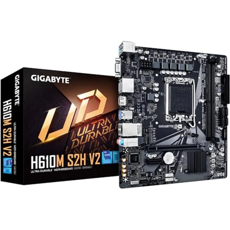 Gigabyte H610M S2H V2 Motherboard - Unterstützt Intel Core 14th CPUs, 4+1+1 Hybrid Phasen Digital VRM, bis zu 5600MHz DDR5, 1xPCIe 3.0 M.2, GbE LAN, USB 3.2 Gen 1 – Bild 1